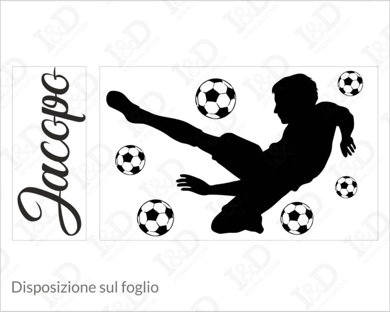 Adesivo da parete calcio "ACROBAZIE IN CAMPO" - Adesivo murale con nome