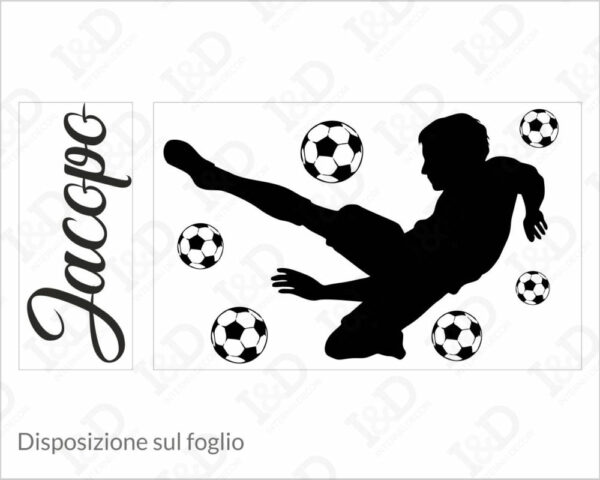 Adesivo da parete calcio "ACROBAZIE IN CAMPO" - Adesivo murale con nome