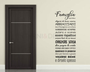 Adesivo da parete frasi "FAMIGLIA VUOL DIRE..."