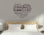 Adesivo scritta ti amo "CUORE CON SCRITTE IN VARIE LINGUE" - Adesivo murale