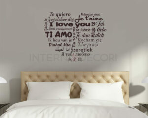 Adesivo scritta ti amo "CUORE CON SCRITTE IN VARIE LINGUE" - Adesivo murale