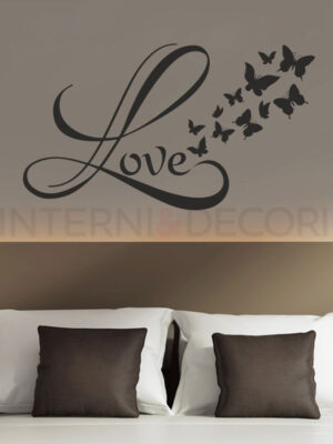 Adesivo da parete amore "LOVE AND BUTTERFLIES" - Adesivo murale