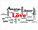 Adesivo da parete con scritte "AMORE IN VARIE LINGUE" - Adesivo murale