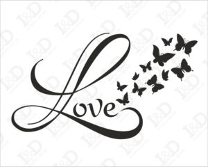 Adesivo da parete amore-love and butterflies-adesivo murale