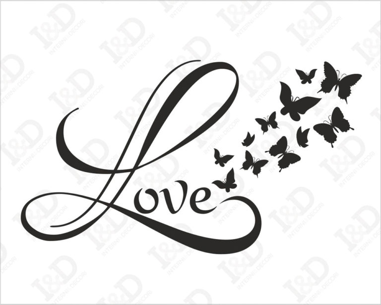 Adesivo da parete amore "LOVE AND BUTTERFLIES" - Adesivo murale