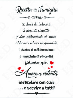 Adesivo da parete Ricetta di famiglia-frasi-adesivo murale