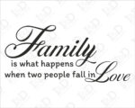 Adesivo murale famiglia "FAMILY IS WHAT HAPPENS..."