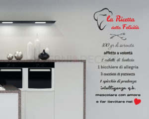 Adesivo murale-la ricetta della felicità-adesivo da parete