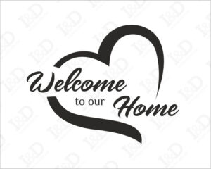 Adesivo da parete casa-Welcome to our home con cuore-adesivo murale