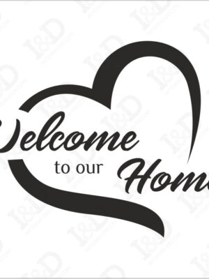 Adesivo da parete casa-Welcome to our home con cuore-adesivo murale