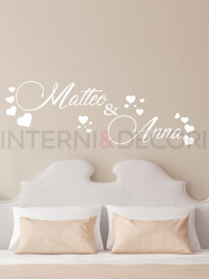 Adesivo da parete amore "NOMI TRA CUORI"