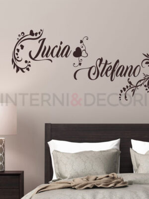 Adesivo da parete amore con nomi "DECORI CON CUORI"