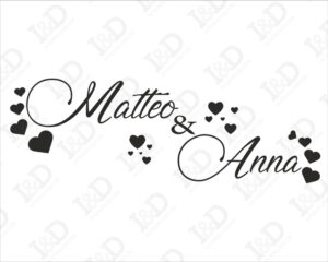 Adesivo da parete amore-nomi tra cuori-adesivo murale con nome