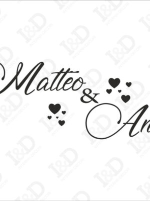 Adesivo da parete amore-nomi tra cuori-adesivo murale con nome