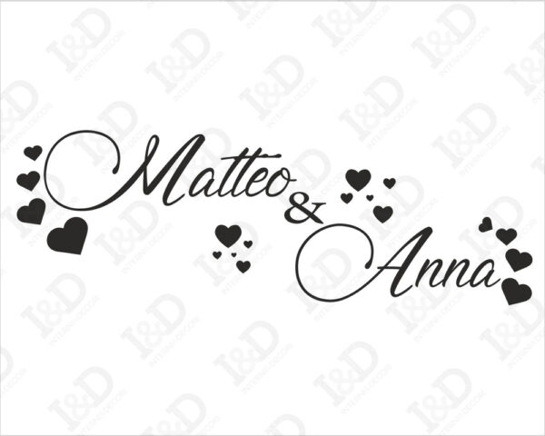 Adesivo da parete amore "NOMI TRA CUORI"