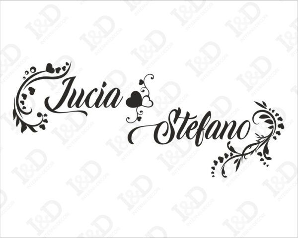 Adesivo da parete amore con nomi "DECORI CON CUORI"