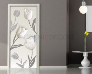 Tulipani bianchi-adesivo per porte fiori