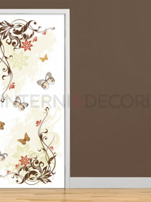Decorazione adesiva porte "FIORI CON FARFALLE"