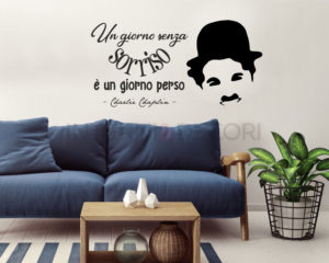 Adesivo murale-un giorno senza sorriso-frase adesiva Charlie Chaplin