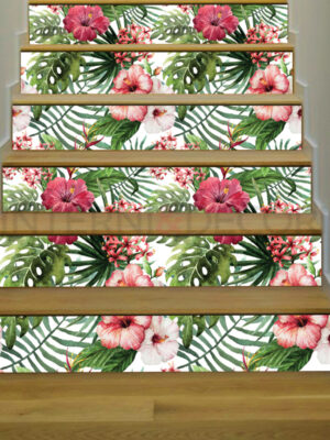 Stickers per scale fiori "FOGLIE E IBISCUS"