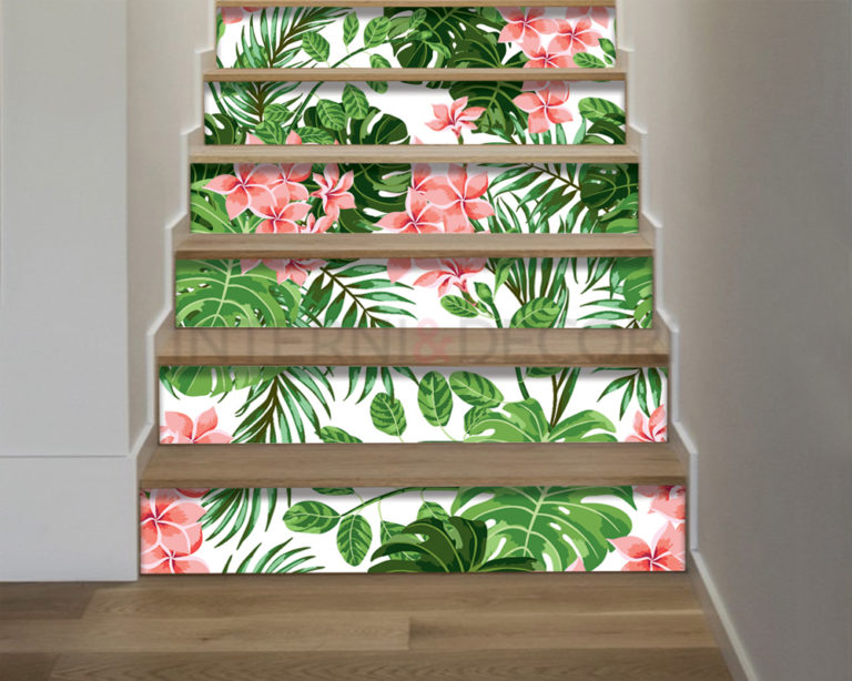 Decorazioni per scale "FOGLIE E FIORI ESOTICI"