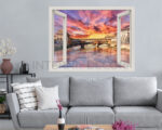 Adesivo murale finestra Firenze "VISTA SUL PONTE VECCHIO"
