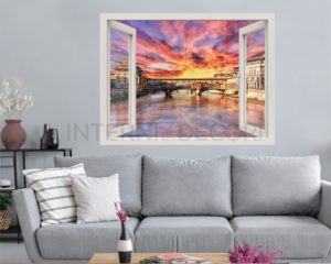 Finestra illusione-vista sul Ponte Vecchio-adesivo murale finestra