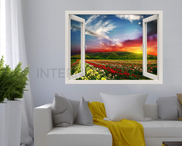 Adesivo murale finestra "TRAMONTO SUL ROSETO"