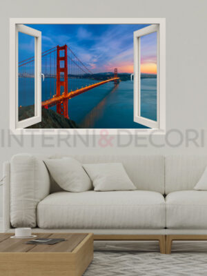 Adesivo murale finestra San Francisco "GOLDEN GATE BRIDGE"
