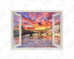 Adesivo murale finestra Firenze "VISTA SUL PONTE VECCHIO"