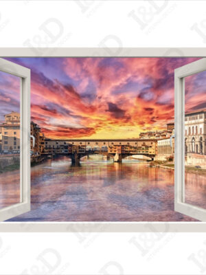 Adesivo murale finestra-vista sul Ponte Vecchio-finestra illusione