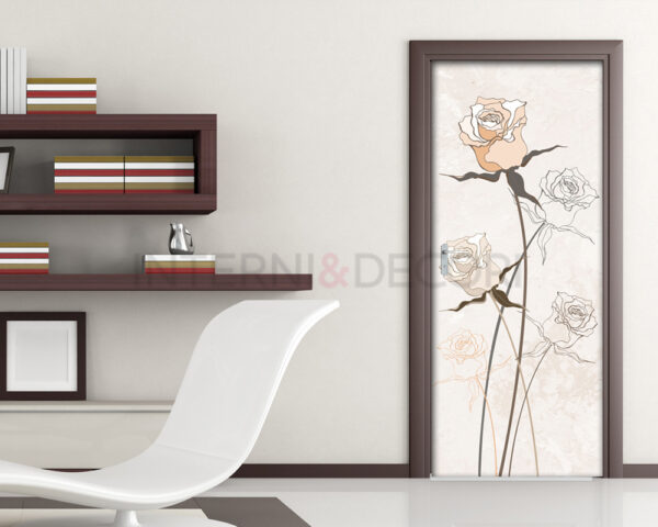 Decorazione adesiva porte fiori "ROSE DELICATE"