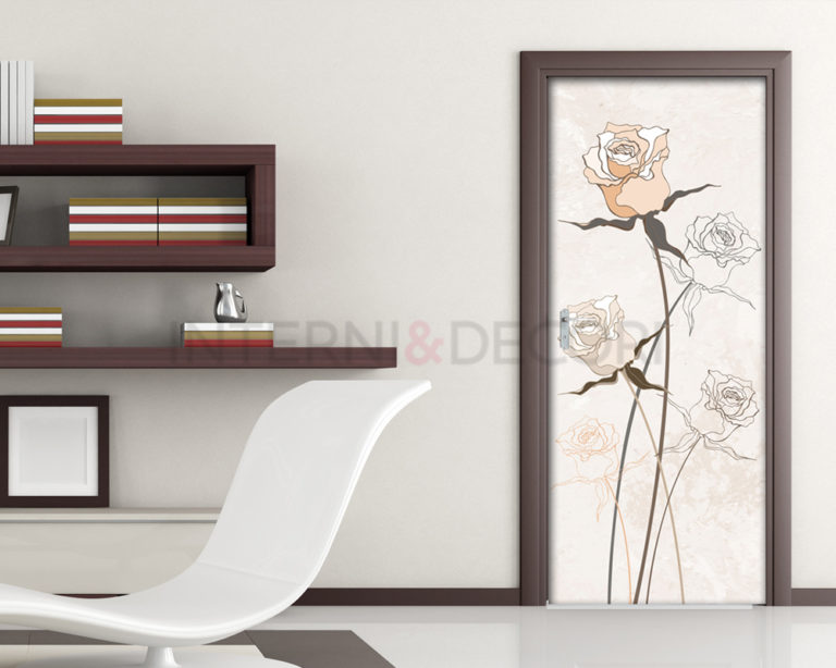Decorazione adesiva porte fiori "ROSE DELICATE"