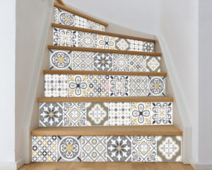 Decorazione per scale-gray and yellow stairs-adesivo per scale