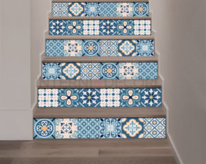 Decorazione per scale-white and blue stairs-adesivo per scale