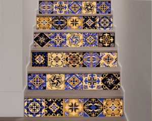 Decorazione per scale-gold and blue stairs-adesivo per scale