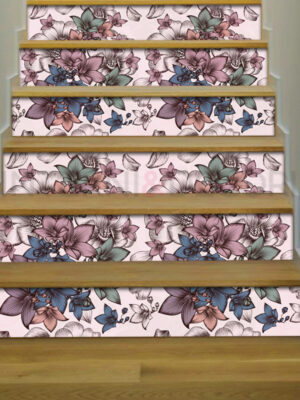 Adesivi per scale fiori "MOTIVO FLOREALE"