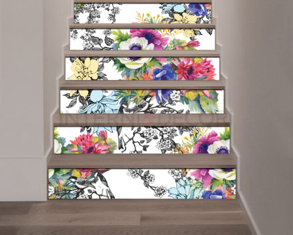 Adesivo per scale "FIORI VARIOPINTI"