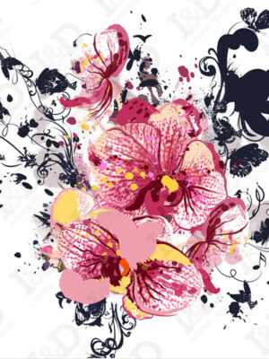 Quadro moderno fiori-orchidee e farfalle-Stampa su tela