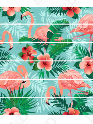 Adesivo per scale-fiori e fenicotteri rosa-decorazione per scale