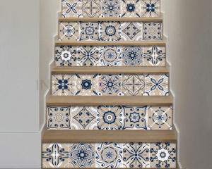 Decorazione per scale-beige and blue stairs-adesivo per scale