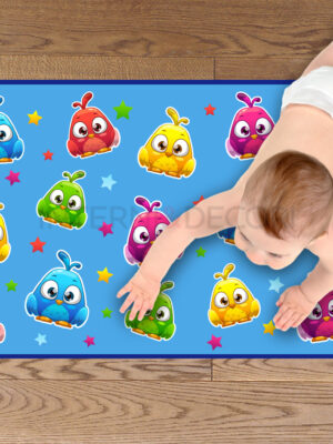 Tappeto adesivo bambini "GUFETTI SU SFONDO AZZURRO" - Adesivo per pavimento