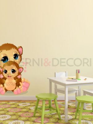 Adesivo da parete scimmiette "AMORE DI MAMMA" - Adesivo murale