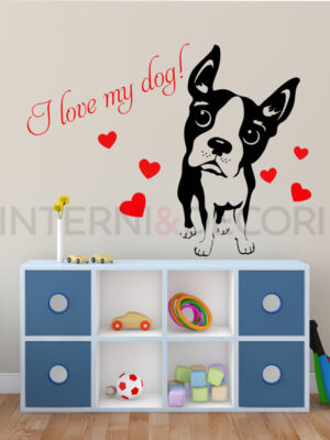 Adesivo da parete cane "I LOVE MY DOG"