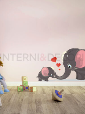Adesivo da parete elefantini "INFINITA DOLCEZZA" - Adesivo murale