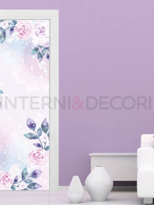 Decorazione adesiva porte fiori "DELICATE ROSE ROSA"