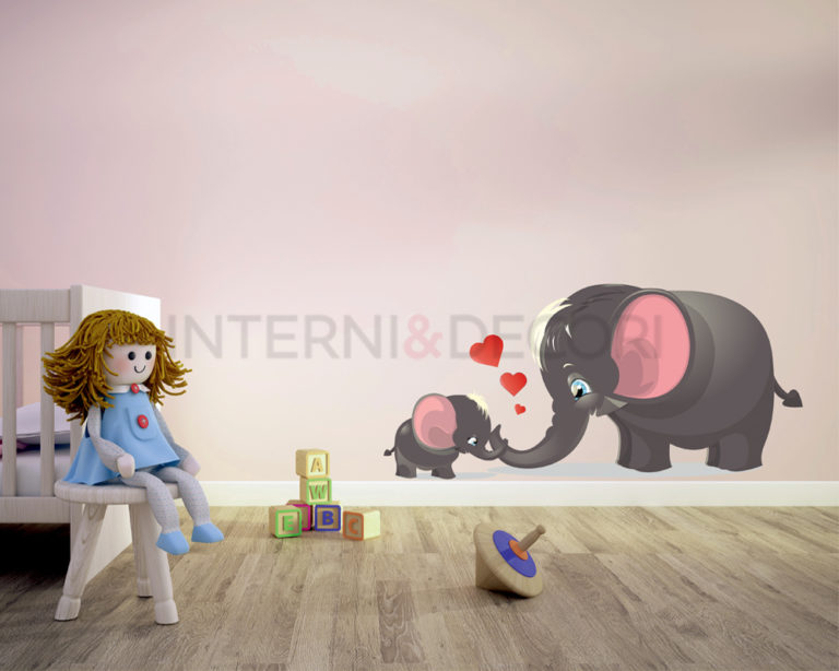 Adesivo da parete elefantini "INFINITA DOLCEZZA" - Adesivo murale