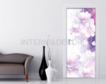Decorazione adesiva porte "FIORI BIANCHI SU SFONDO VIOLA"