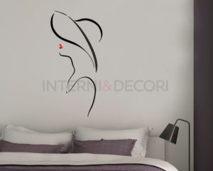 Profilo di donna con cappello-adesivo murale