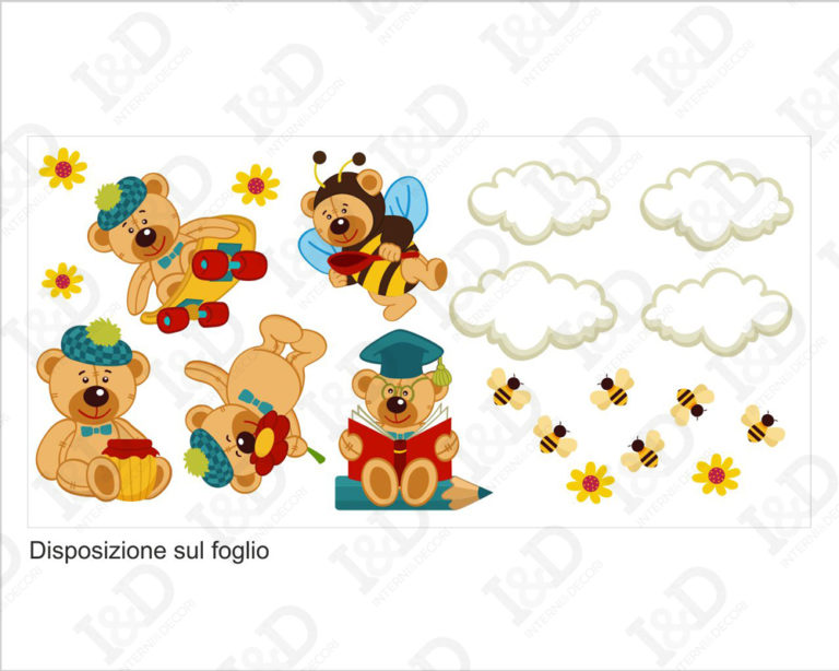 Adesivo da parete "ORSETTI DIVERTENTI" - Adesivo murale